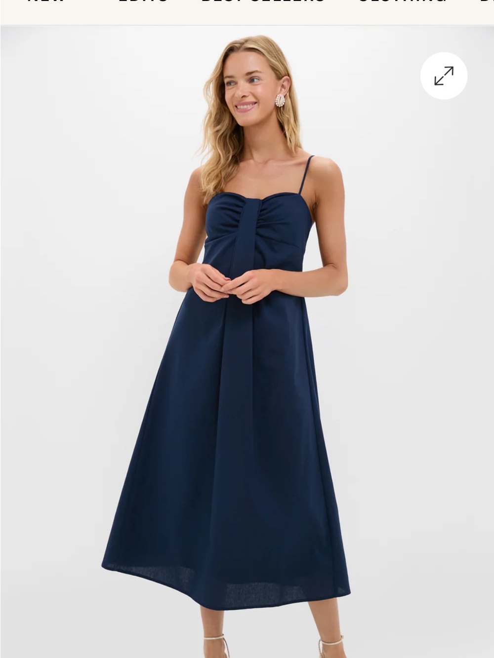 Tuckernuck Navy Ruched Sweetheart Midi Dress